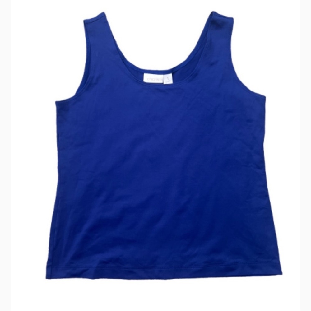 Chico's Blue Fitted Sleeveless Tank Top Stretch Size‎ Medium